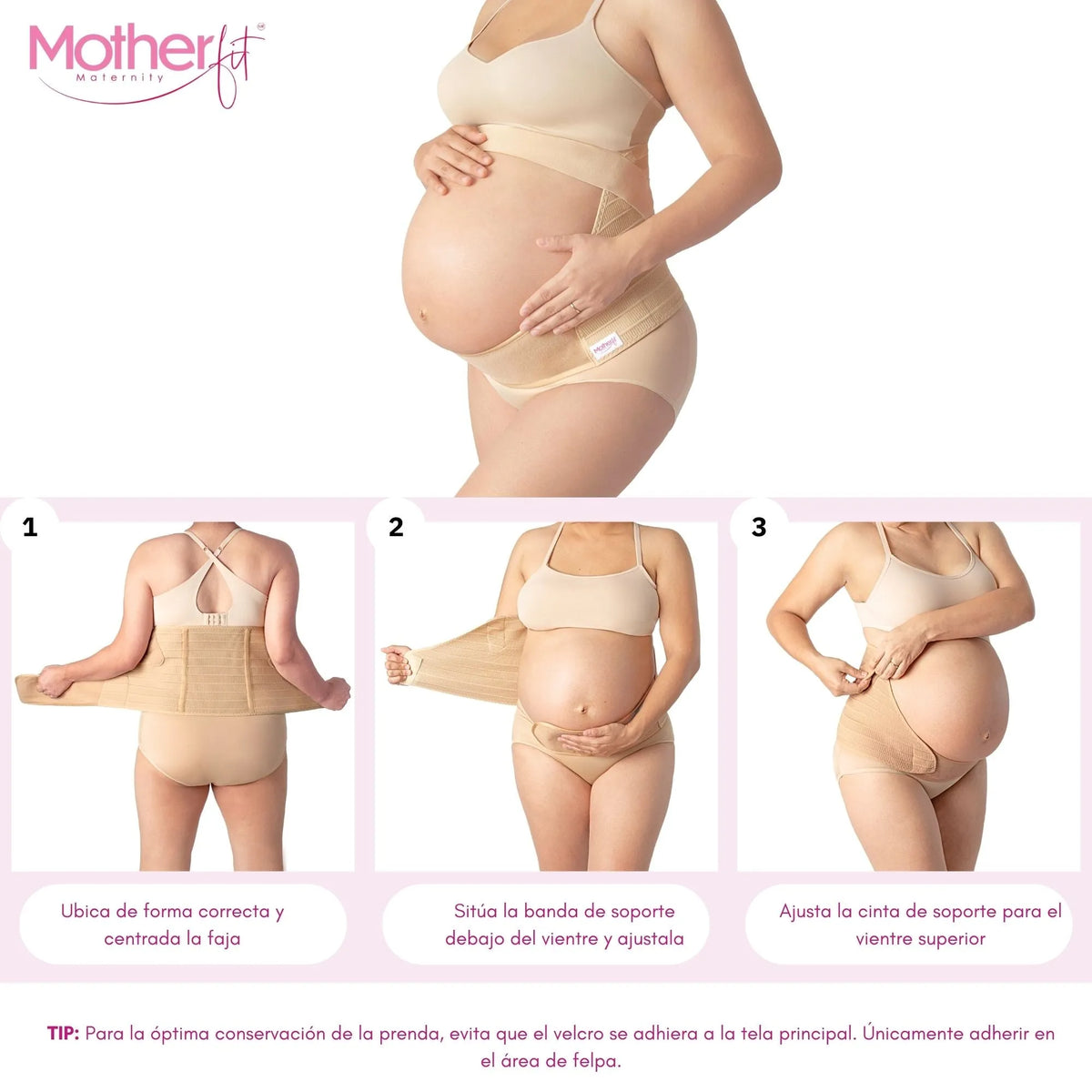 Motherfit Faja soporte maternal ajustable tela suave para Postura de Espalda en Embarazadas, Fajasymas