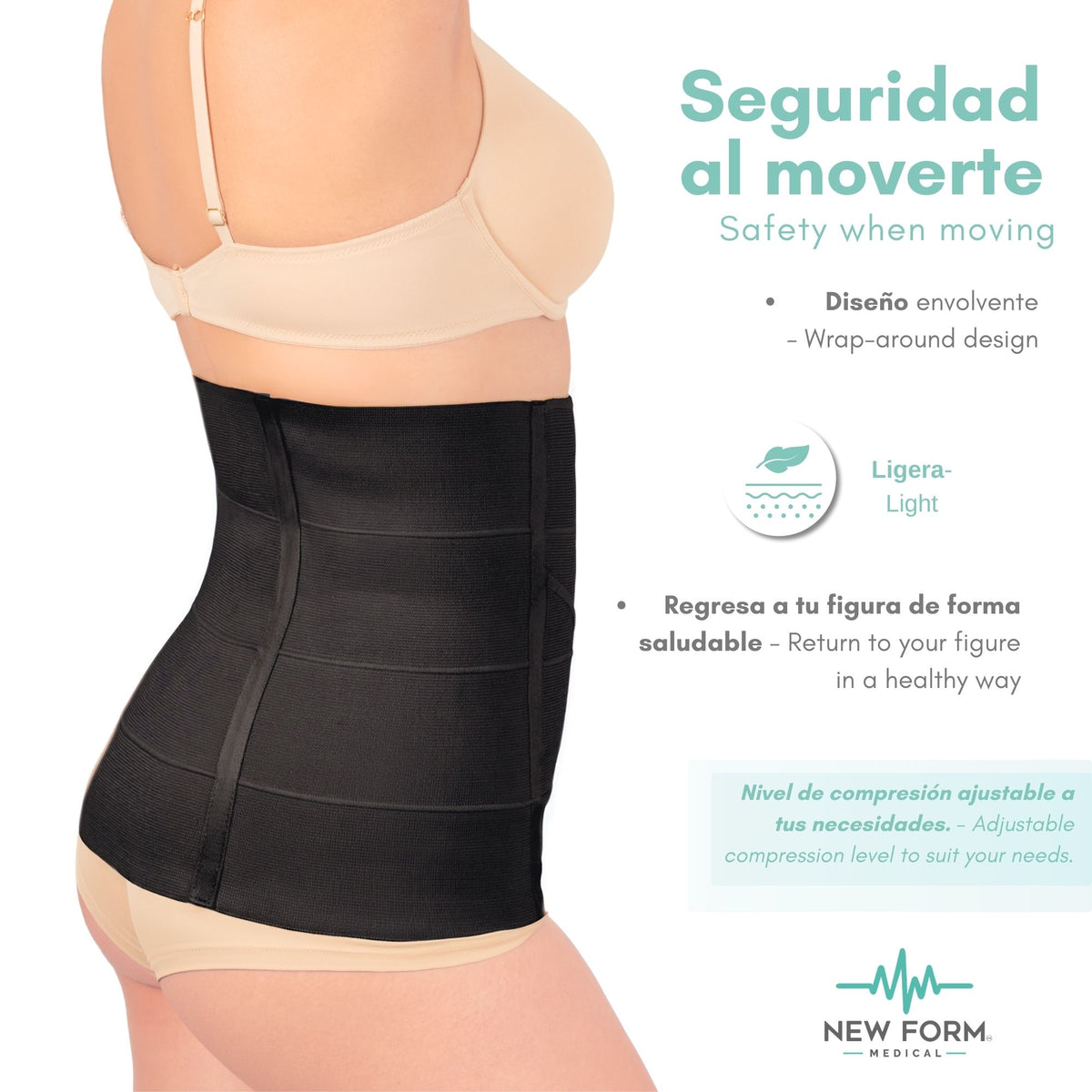 NEW FORM MEDICAL – Faja Postparto Doble Aleta Control de Abdomen. Modelo 1823