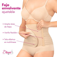 For Moms Fajas Postparto Envolvente Corta Tela Multilineal Color Nude Y Blanco, for Moms, Fajasymas