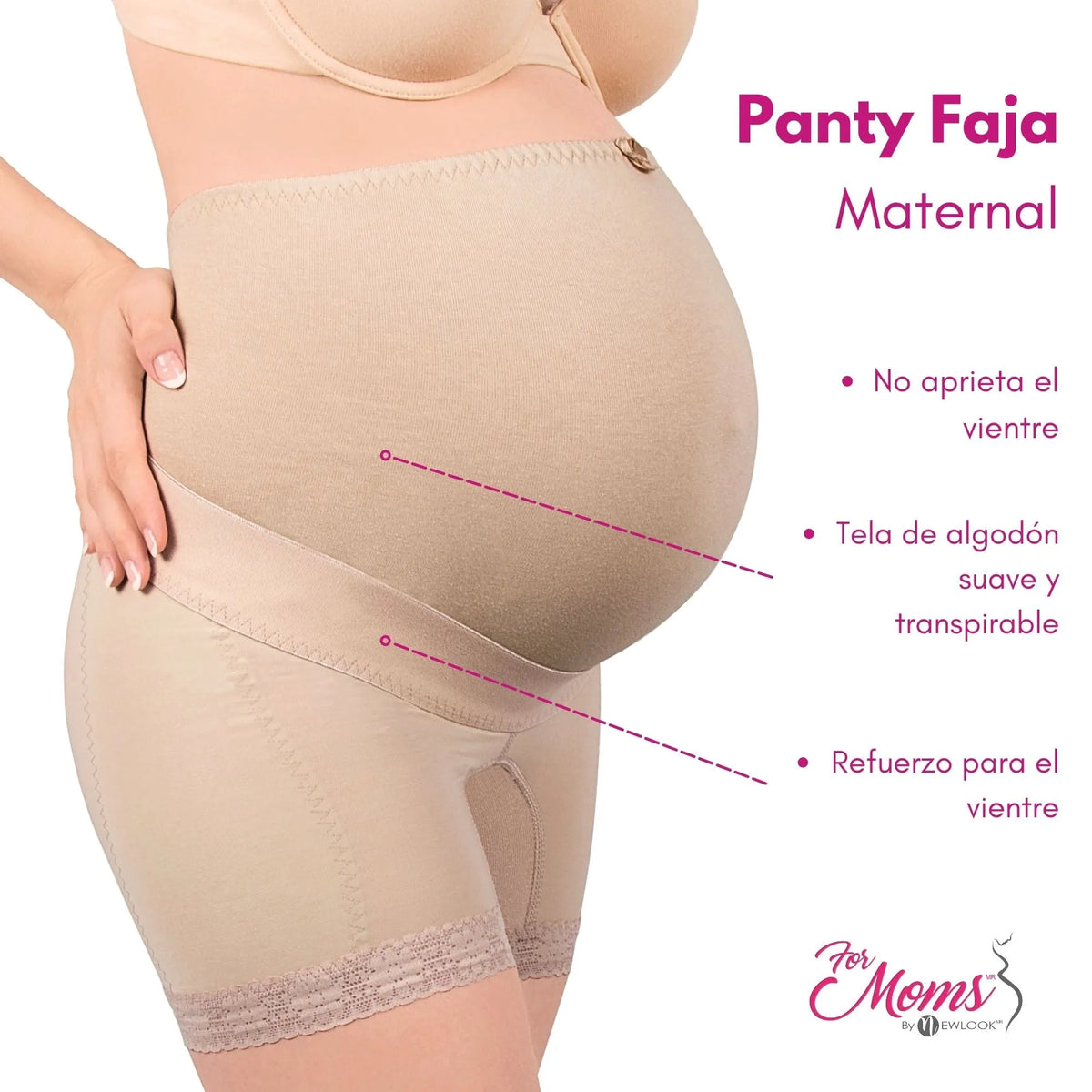 For Moms Panty Faja Maternal Ajustable Con Algodón Elástico Sobre Vientre, Fajasymas