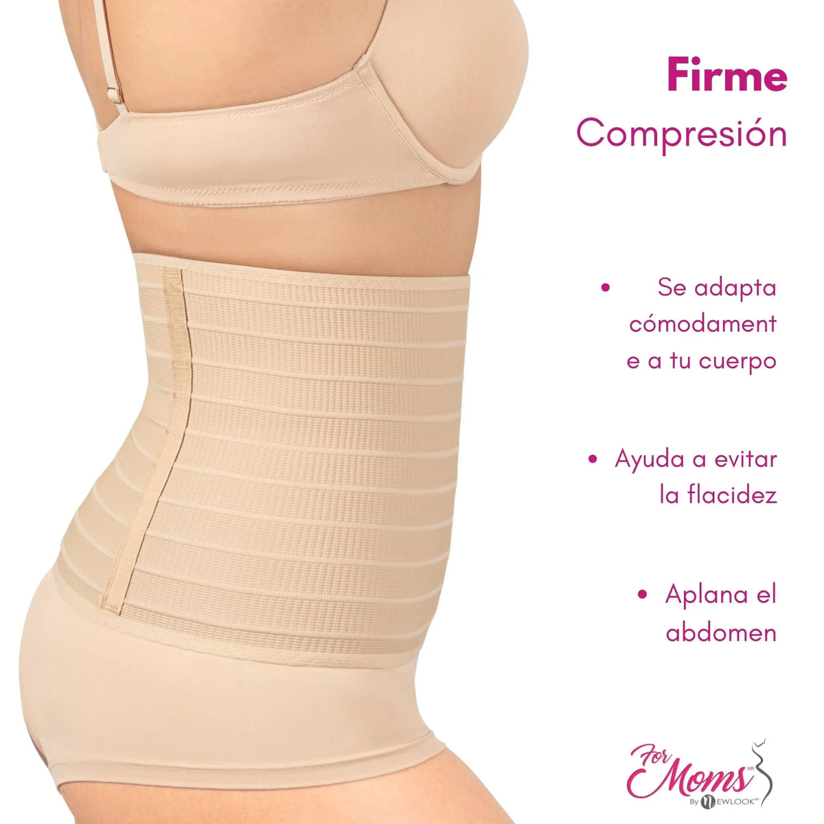 For Moms Fajas Postparto Envolvente Corta Tela Multilineal Color Nude Y Blanco, for Moms, Fajasymas