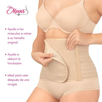 For Moms Fajas Postparto Envolvente Corta Tela Multilineal Color Nude Y Blanco, for Moms, Fajasymas