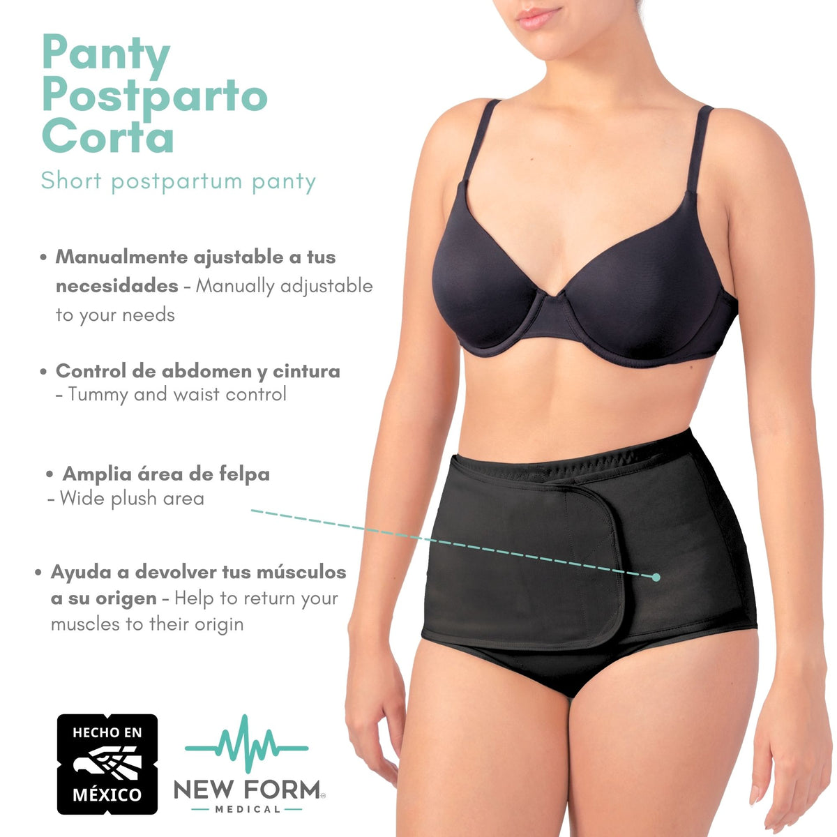NEW FORM MEDICAL – Panty Postparto Corta Ajustable. Modelo 1810