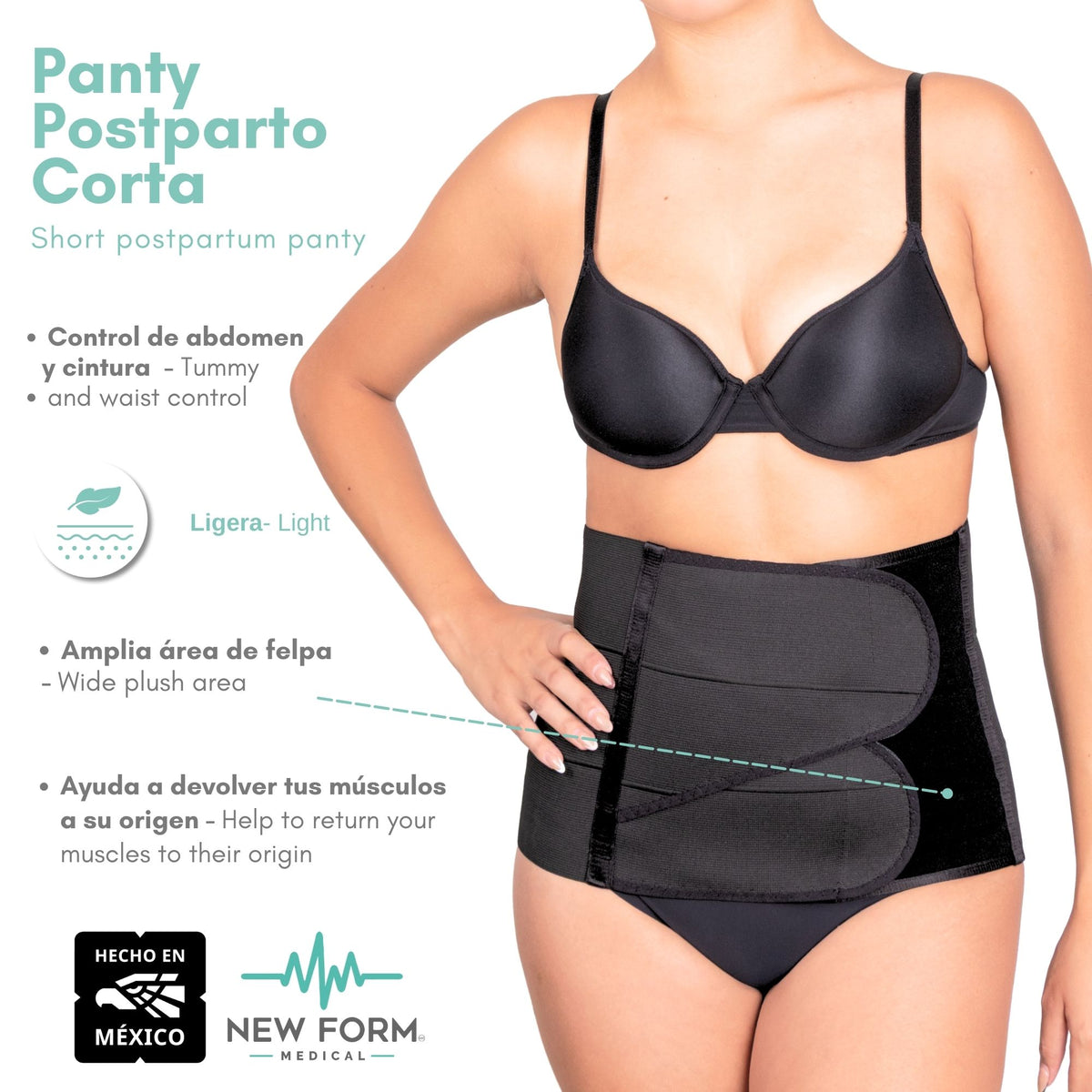 NEW FORM MEDICAL – Faja Postparto Doble Ajuste Corta. Modelo 1801