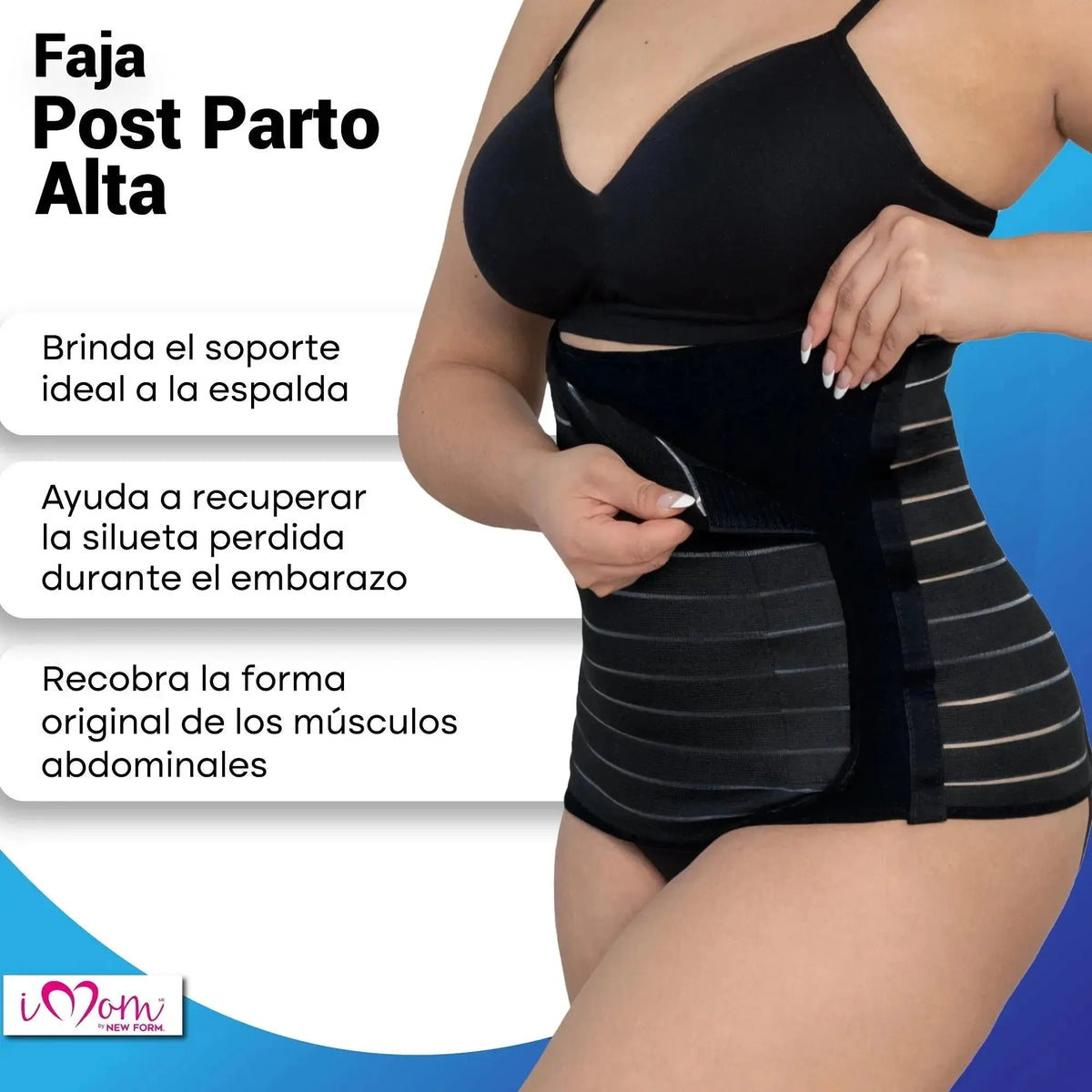 Faja Post Parto Alta Color Nude y Negro . New Form Imom - Fajasymas