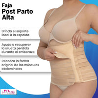 Faja Post Parto Alta Color Nude y Negro . New Form Imom - Fajasymas