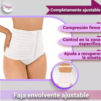 For Moms Fajas Postparto Envolvente Corta Tela Multilineal Color Nude Y Blanco, Fajasymas