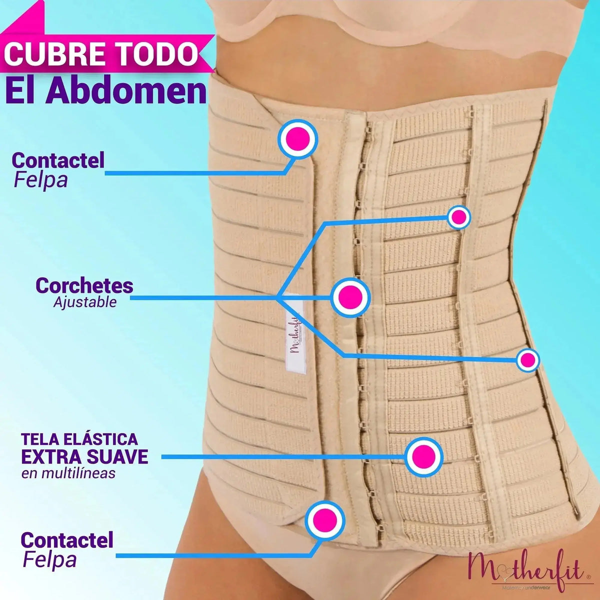 Motherfit Faja Postparto Tela Multilineal Fajas Postparto Alta Fajas Para Mujer Para Postparto, Liposucción e Histerectomía - Fajasymas