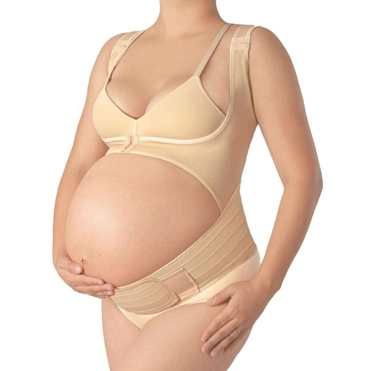 Motherfit Faja soporte maternal con broches de ajuste tela suave para postura de espalda en embarazadas, Fajasymas