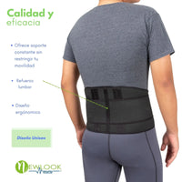 NEWLOOK MEDICAL Soporte Sacro Lumbar Alto - Alta Compresión – Ajustable - 4 Varillas flexibles, new look, Fajasymas