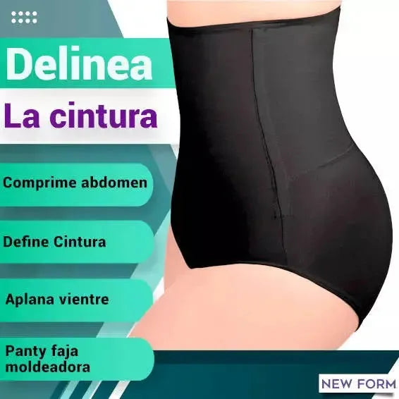 New Form Panty Faja Modeladora De Cintura Alta Con Tela Stretch Negro, Fajasymas