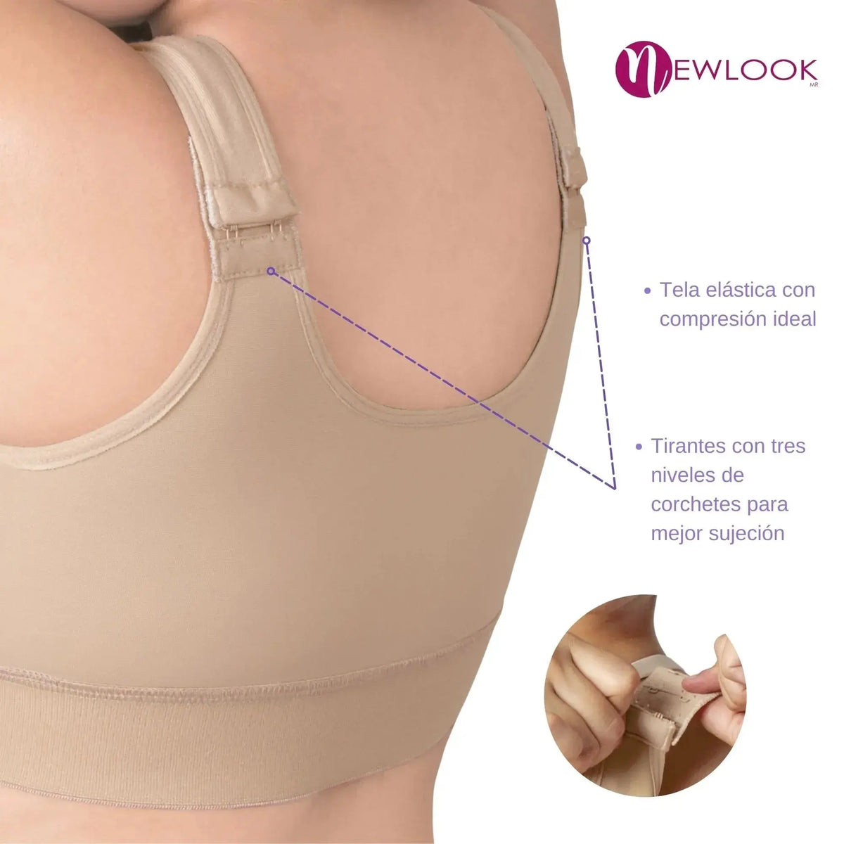 Newlook Bra Post Operatorio Mastectomía Ajustable Suave, Fajasymas