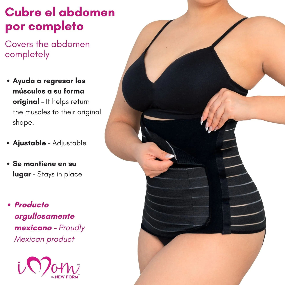 Faja Post Parto Alta Color Nude y Negro . New Form Imom - Fajasymas