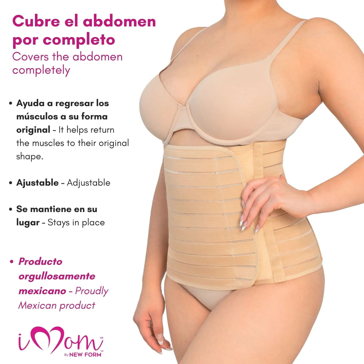 Faja Post Parto Alta Color Nude y Negro . New Form Imom. Modelo 1108 - Fajasymas