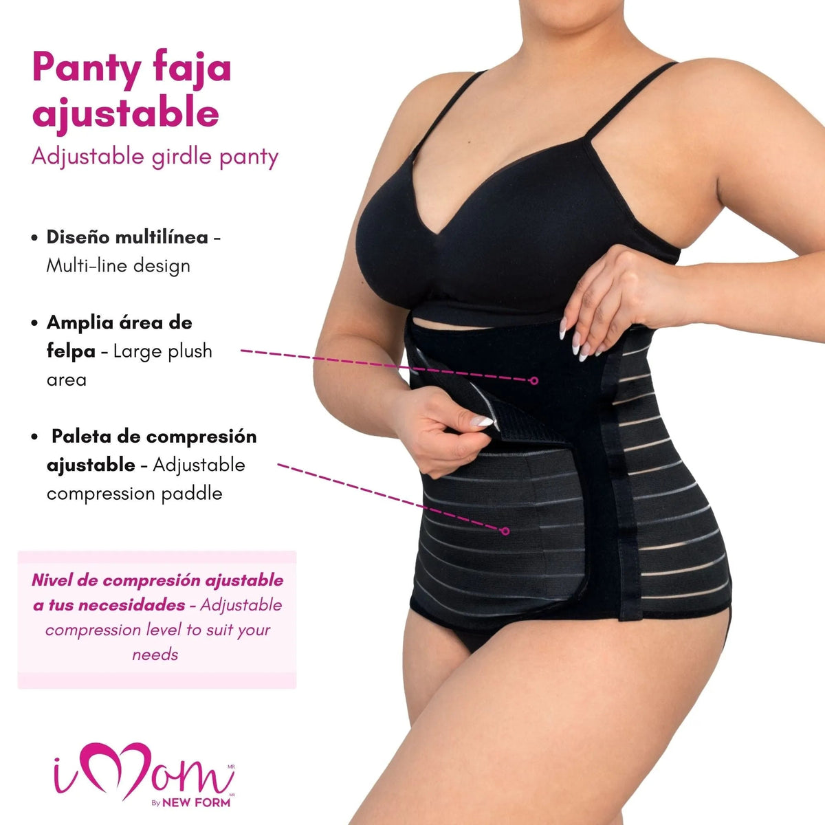 Faja Post Parto Alta Color Nude y Negro . New Form Imom. Modelo 1108 - Fajasymas