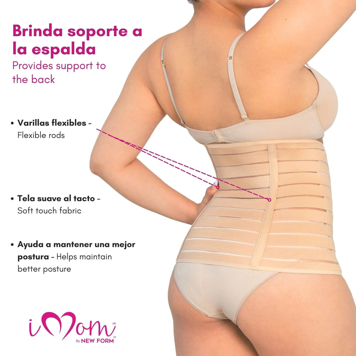 Faja Post Parto Alta Color Nude y Negro . New Form Imom. Modelo 1108 - Fajasymas