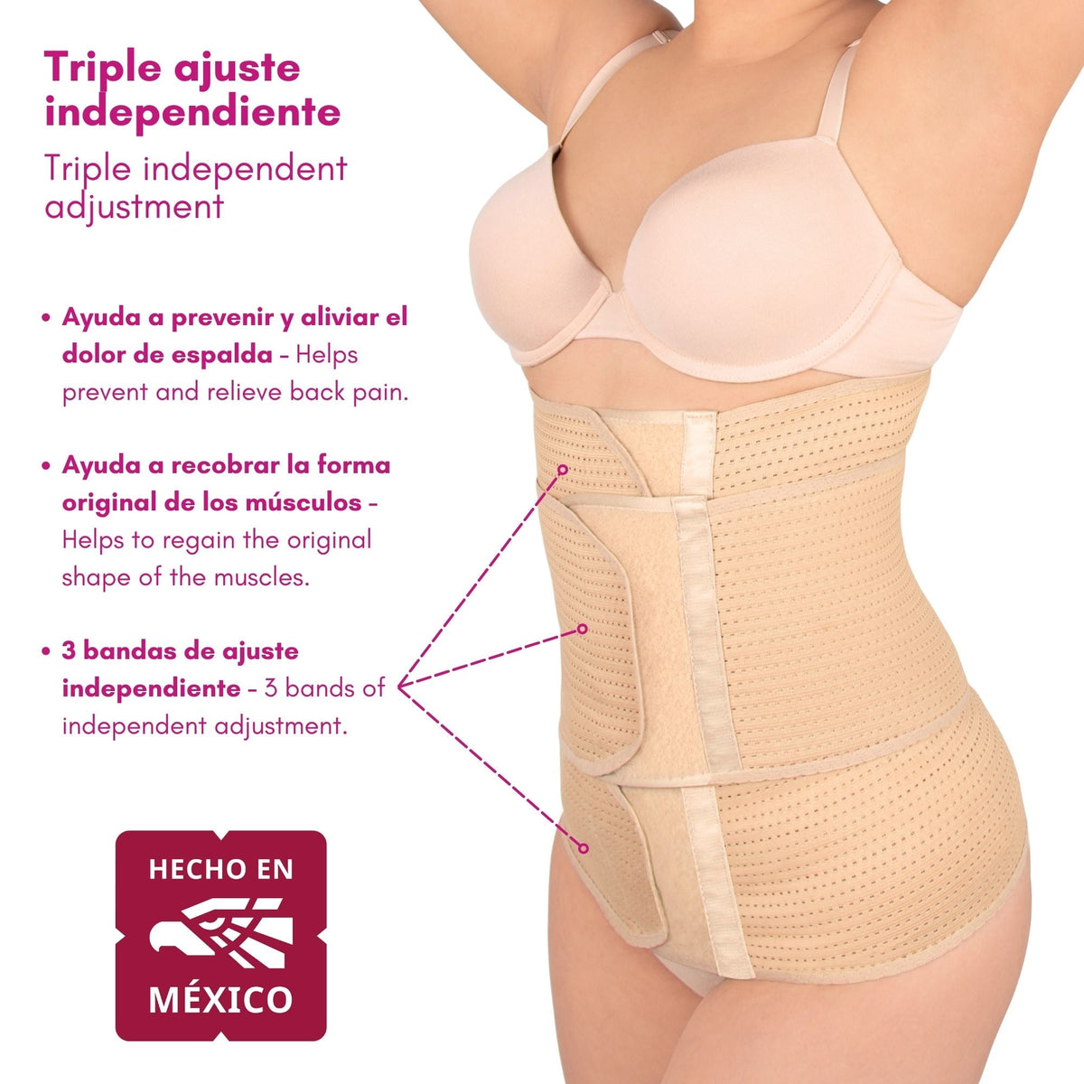 Faja post parto alta triple ajuste - Fajasymas