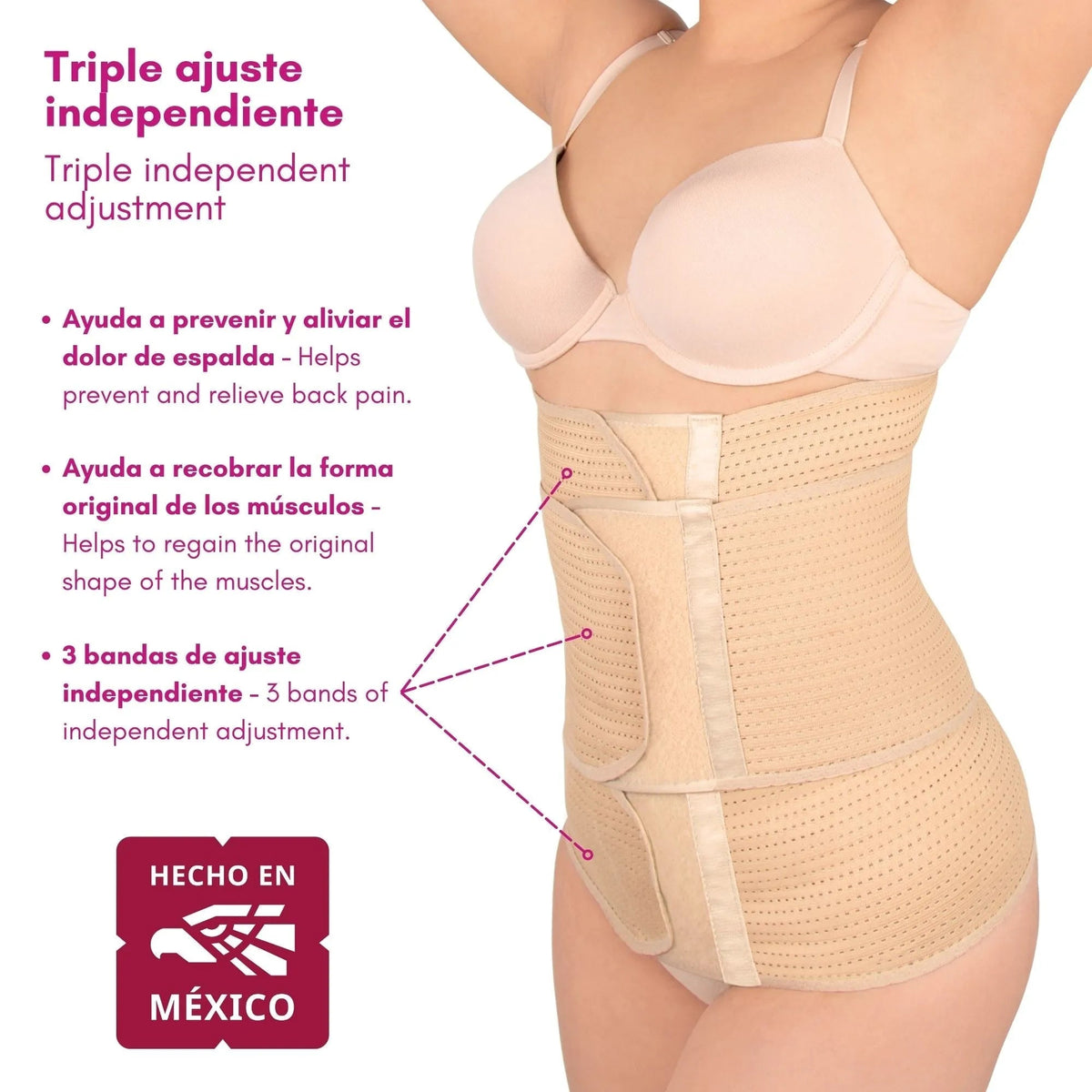 Faja post parto alta triple ajuste - Fajasymas