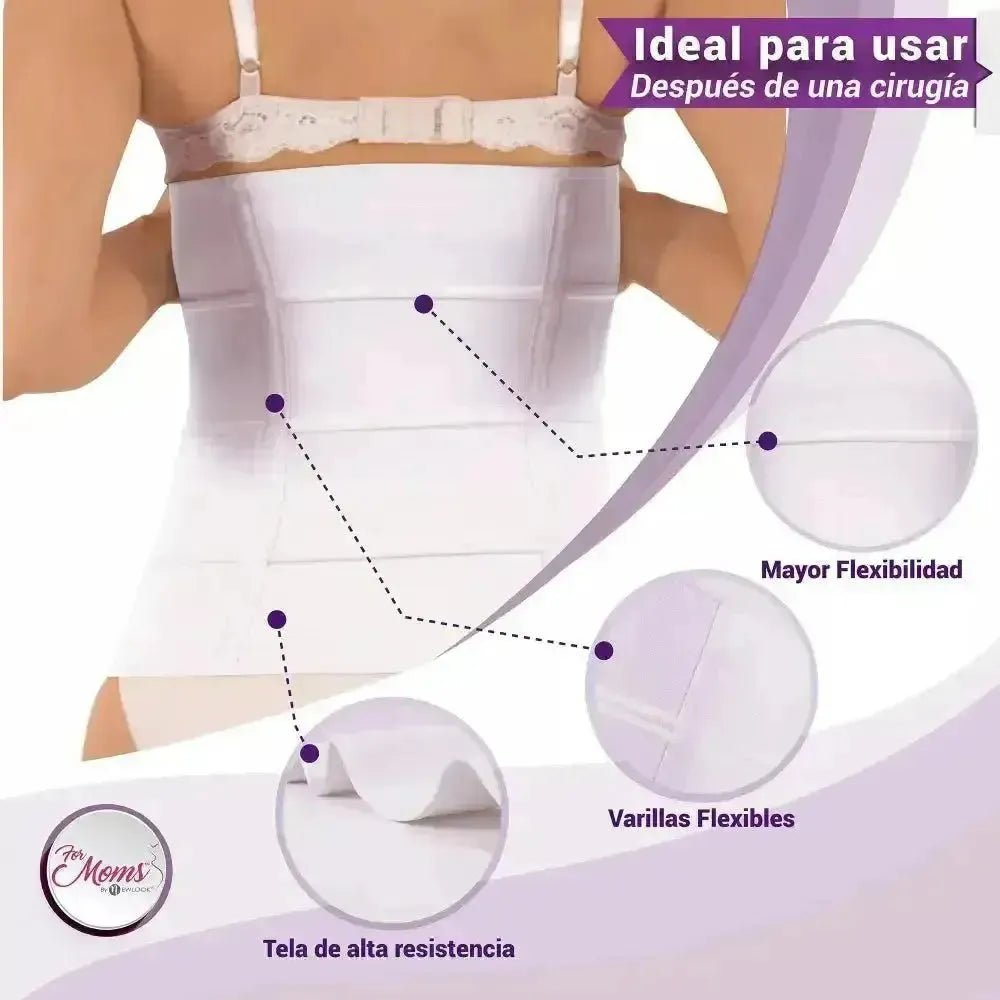 Faja Postparto Alta y Postcirugía 4B Con Tela De Alta Compresión Color Blanco - Fajasymas