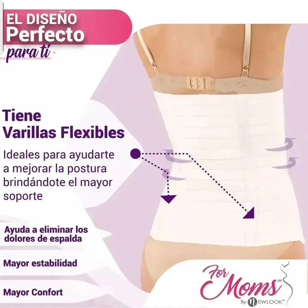 For Moms Faja Envolvente Alta Postparto Y PostCirugia Con Tela Multilineal Color Blanco - Fajasymas