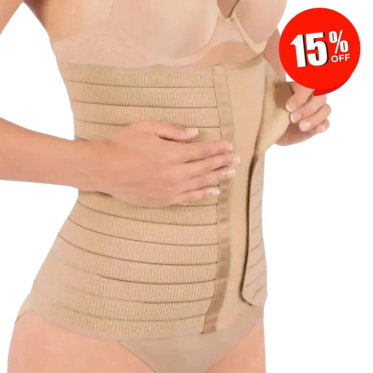 For Moms Faja Envolvente Alta Postparto Y PostCirugia Con Tela Multilineal Color Nude - Fajasymas