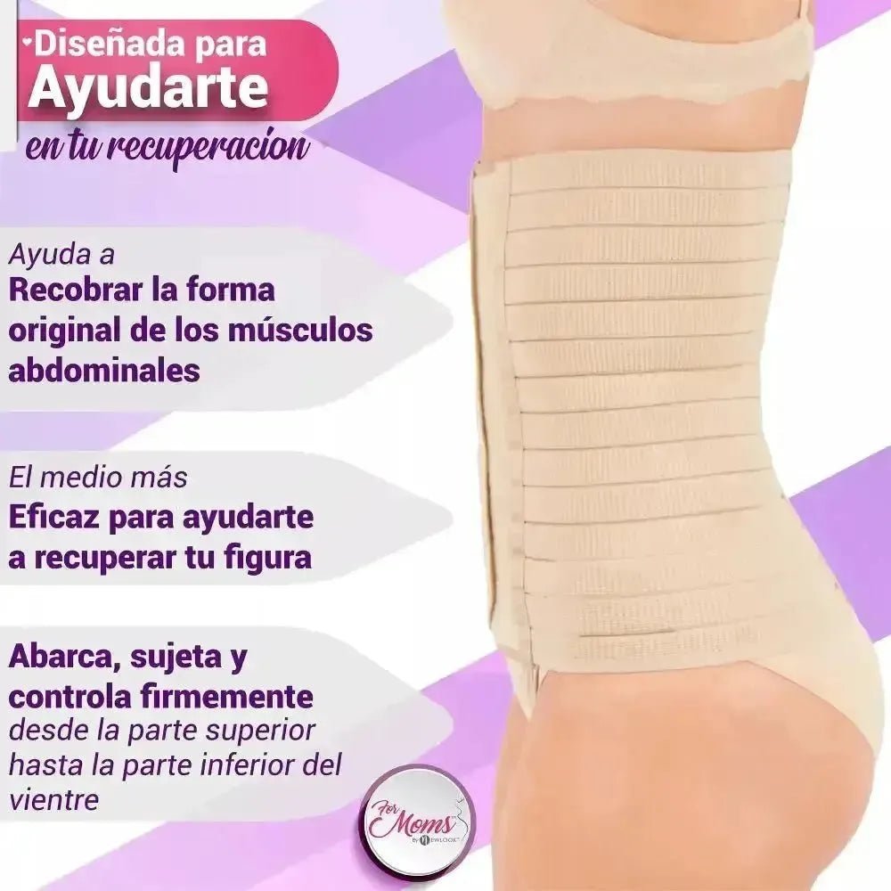 For Moms Faja Envolvente Alta Postparto Y PostCirugia Con Tela Multilineal Color Nude - Fajasymas