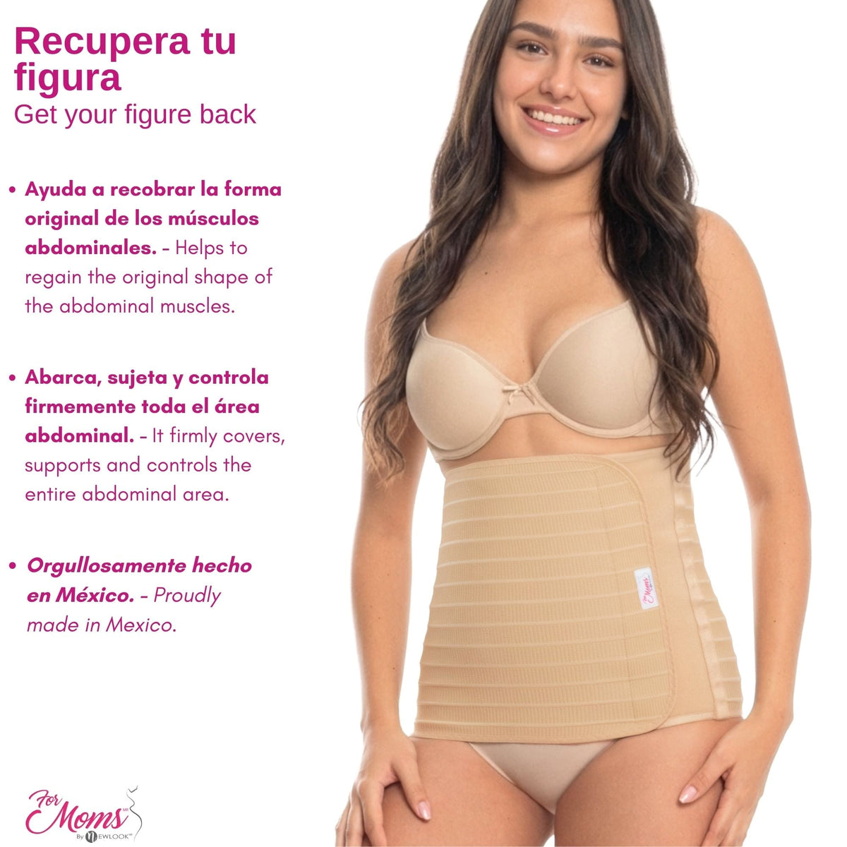 FOR MOMS - Faja Envolvente Alta Postparto Y PostCirugia Con Tela Multilineal Color Nude. Modelo 579 - Fajasymas