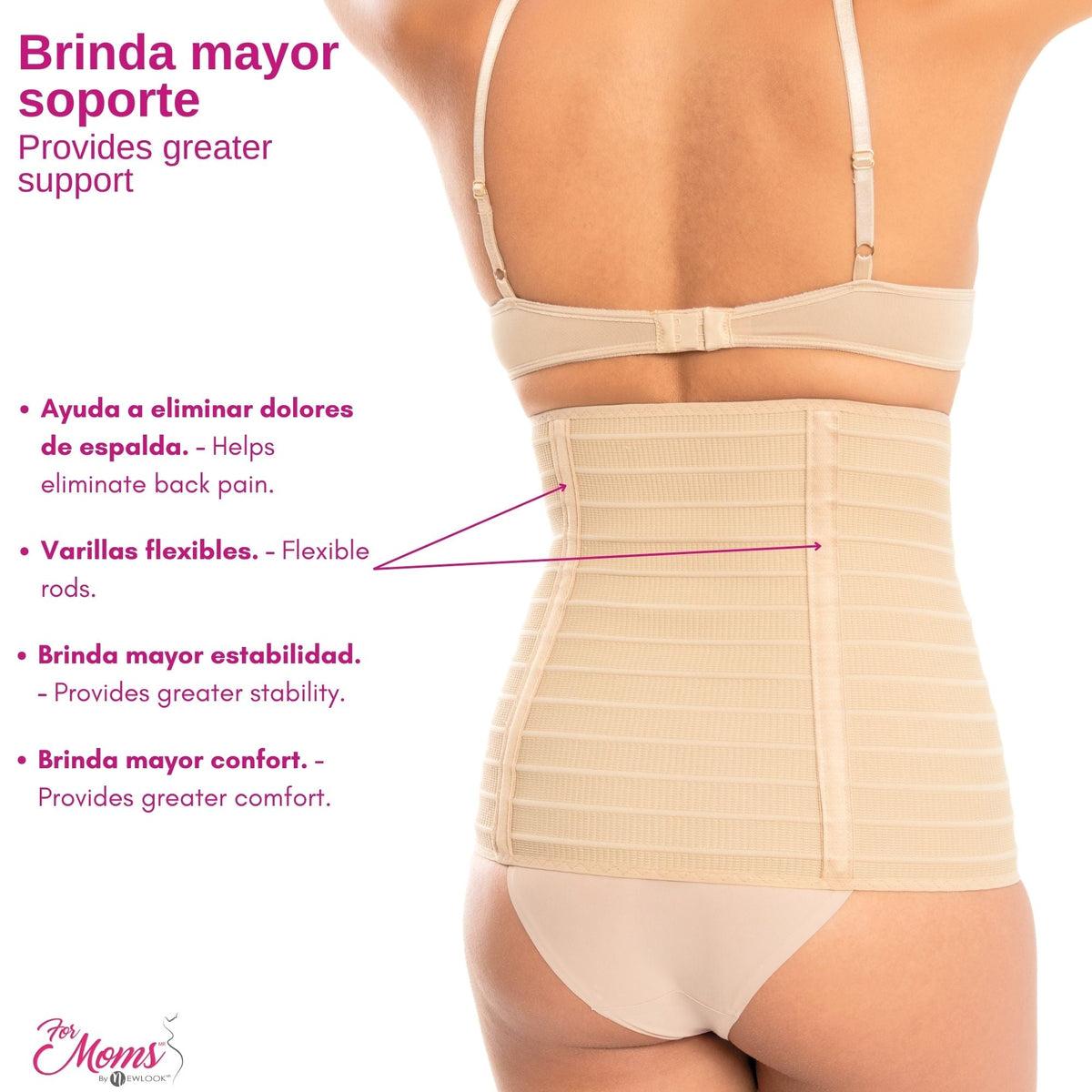 FOR MOMS - Faja Envolvente Alta Postparto Y PostCirugia Con Tela Multilineal Color Nude. Modelo 579 - Fajasymas