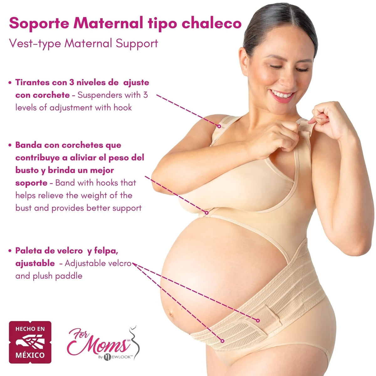 FOR MOMS - Faja Para Embarazo Tipo Chaleco Con Soporte Espalda. Modelo 599 - Fajasymas