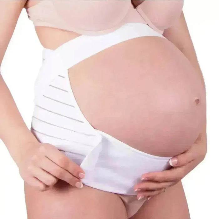 FOR MOMS - Fajas Para Embarazadas Soporte Maternal Tela Multilinea Suave color Blanco. Modelo 586 - Fajasymas