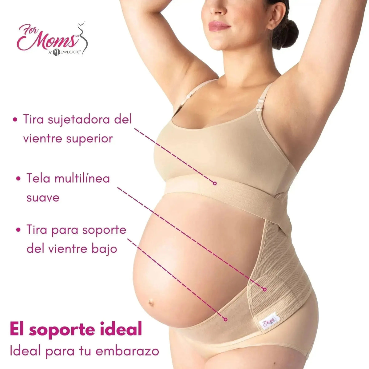 FOR MOMS - Fajas Para Embarazadas Soporte Maternal Tela Multilinea Suave. Modelo 586 - Fajasymas