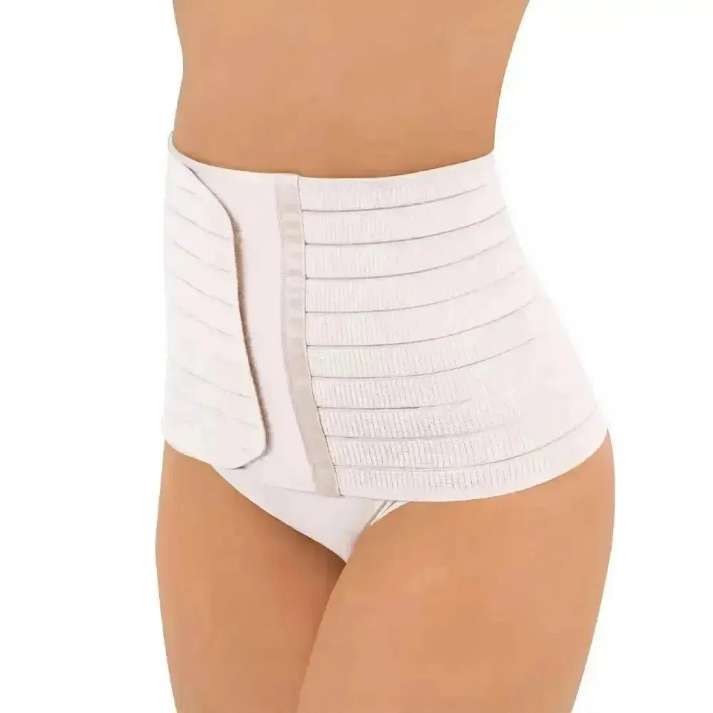 For Moms Fajas Postparto Envolvente Corta Tela Multilineal Color Blanco - Fajasymas