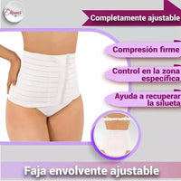 For Moms Fajas Postparto Envolvente Corta Tela Multilineal Color Blanco - Fajasymas