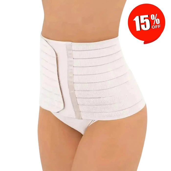 For Moms Fajas Postparto Envolvente Corta Tela Multilineal Color Blanco - Fajasymas