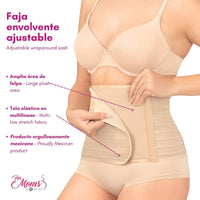 FOR MOMS - Fajas Postparto Envolvente Corta Tela Multilineal Color Nude. Modelo 576 - Fajasymas