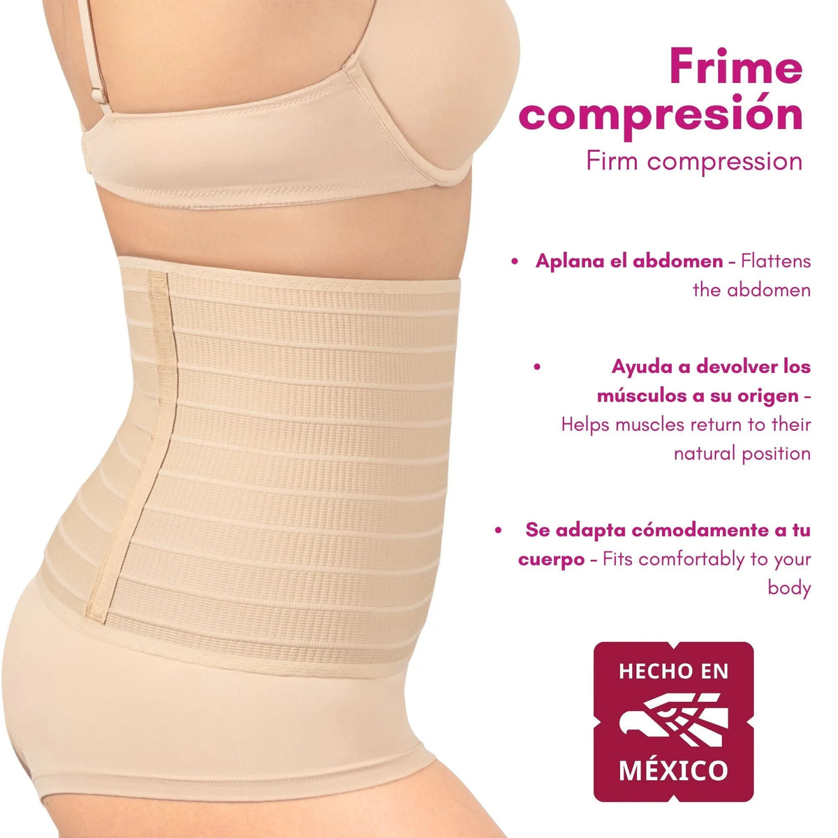 FOR MOMS - Fajas Postparto Envolvente Corta Tela Multilineal Color Nude. Modelo 576 - Fajasymas