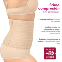 FOR MOMS - Fajas Postparto Envolvente Corta Tela Multilineal Color Nude. Modelo 576 - Fajasymas
