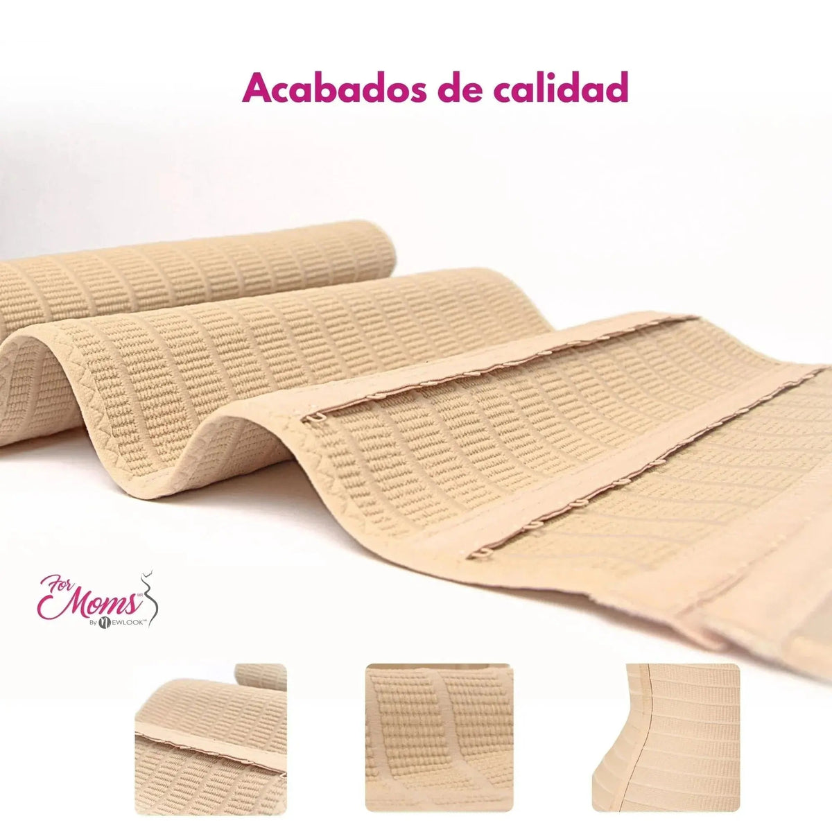 For Moms Fajas Postparto Envolvente Corta Tela Multilineal Color Nude Y Blanco - Fajasymas