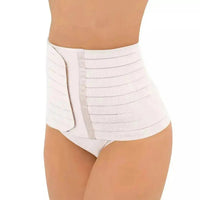 For Moms Fajas Postparto Envolvente Corta Tela Multilineal Color Nude Y Blanco - Fajasymas