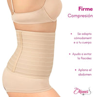 For Moms Fajas Postparto Envolvente Corta Tela Multilineal Color Nude Y Blanco - Fajasymas