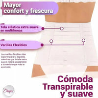 For Moms Fajas Postparto Envolvente Corta Tela Multilineal Color Nude Y Blanco - Fajasymas