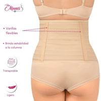 For Moms Fajas Postparto Envolvente Corta Tela Multilineal Color Nude Y Blanco - Fajasymas
