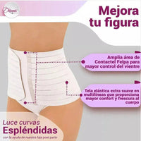 For Moms Fajas Postparto Envolvente Corta Tela Multilineal Color Nude Y Blanco - Fajasymas
