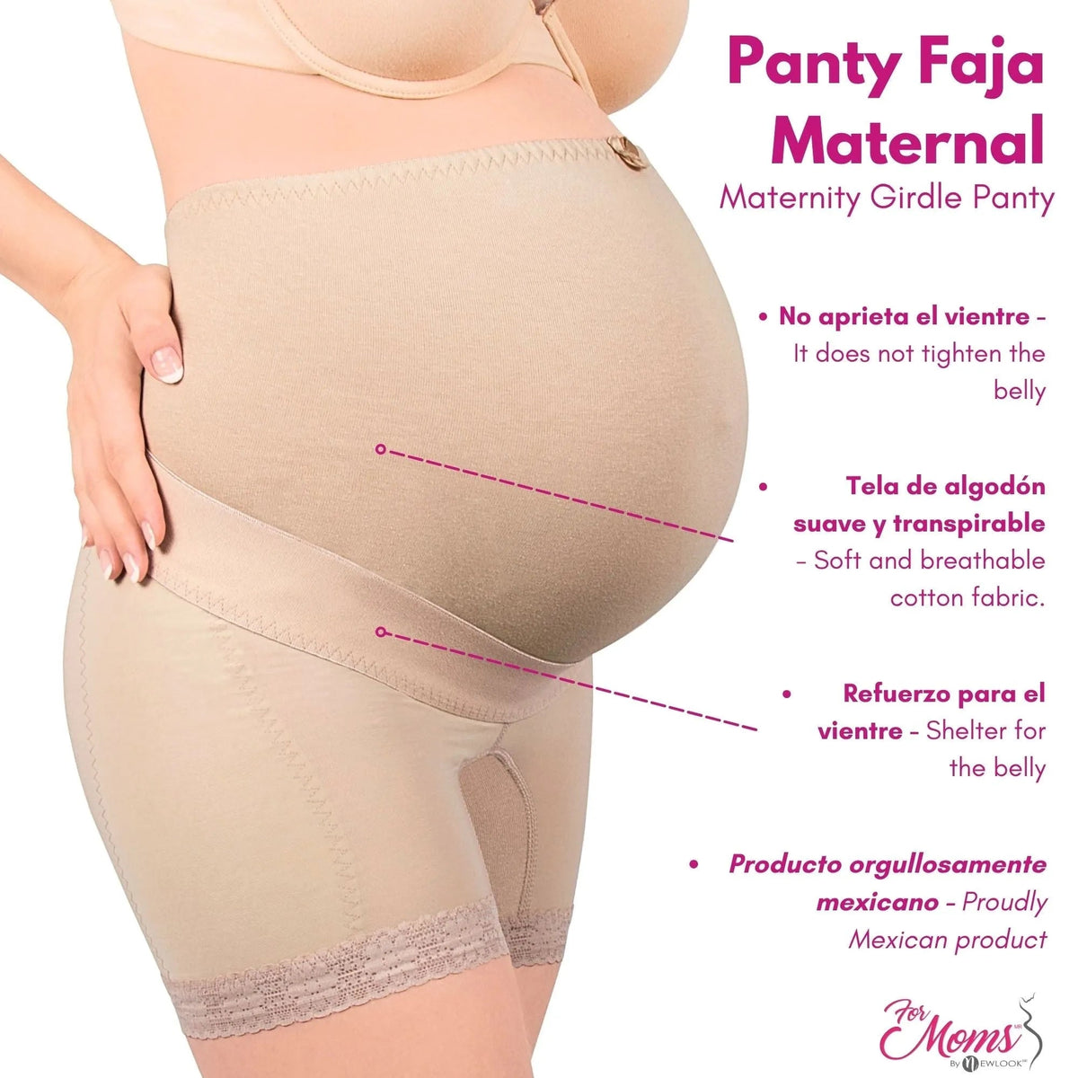 FOR MOMS - Panty Faja Maternal Ajustable Con Algodón Elástico Sobre Vientre. Modelo 583 - Fajasymas