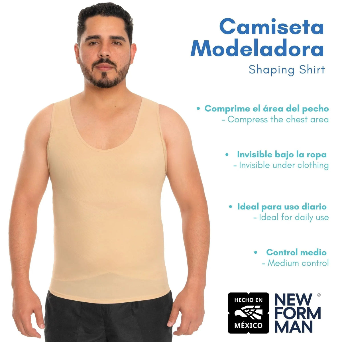 NEW FOR MAN – Camiseta Modeladora para Hombre. Modelo 802 - Fajasymas