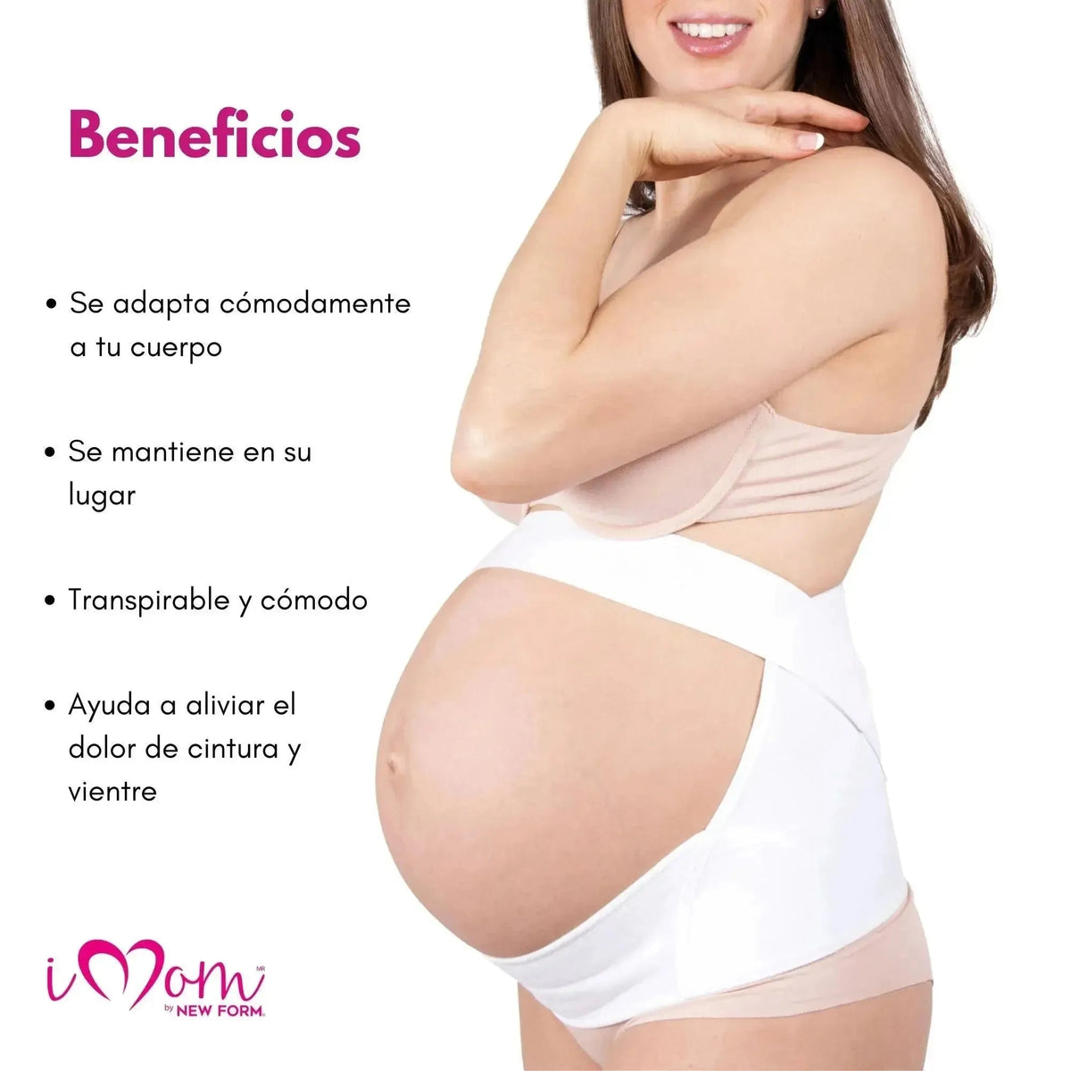 NEW FORM - Faja Para Embarazada Soporte Maternal Con Tela Ajustable Color Blanco. Modelo 1002 - Fajasymas