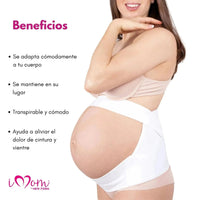 NEW FORM - Faja Para Embarazada Soporte Maternal Con Tela Ajustable Color Blanco. Modelo 1002 - Fajasymas