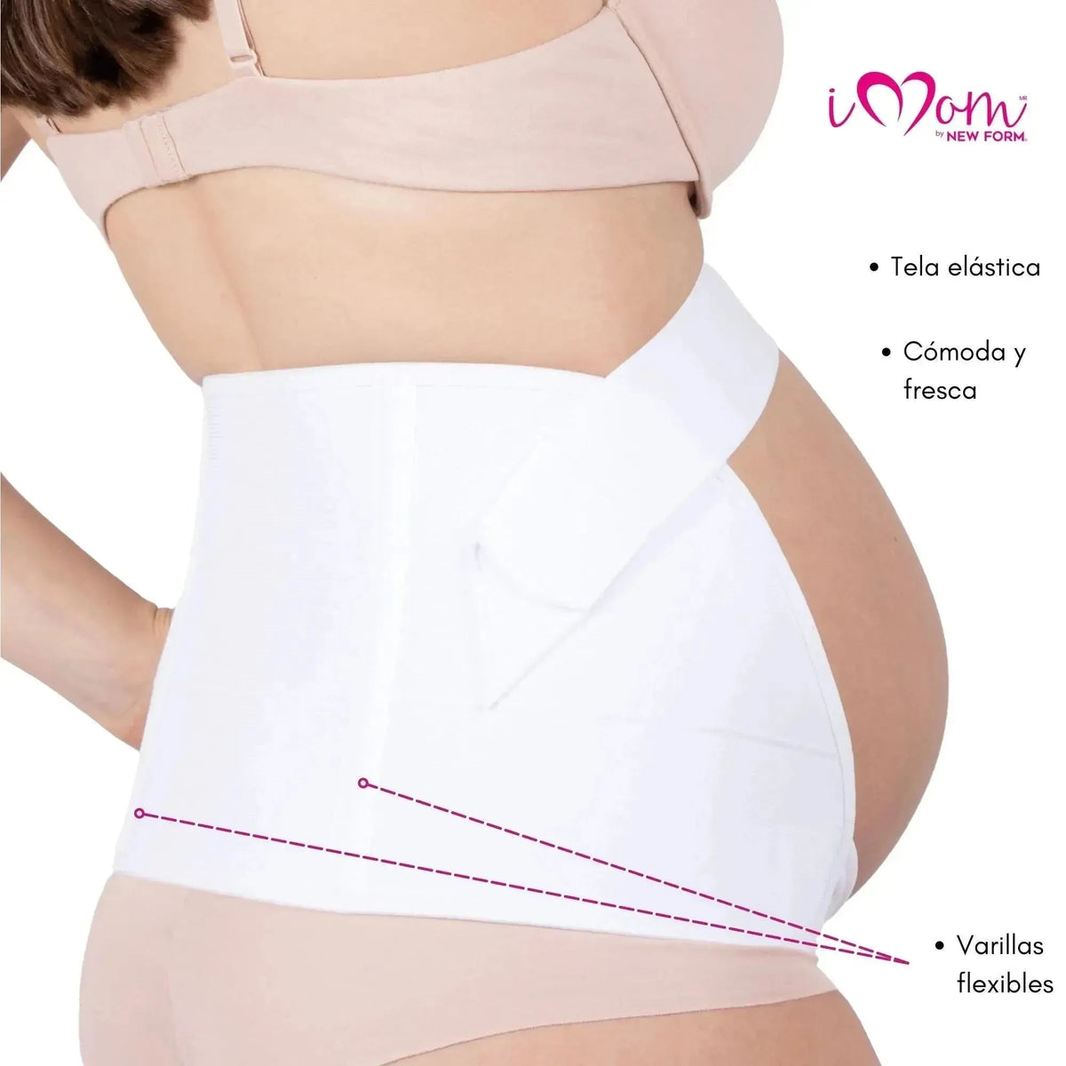 NEW FORM - Faja Para Embarazada Soporte Maternal Con Tela Ajustable Color Blanco. Modelo 1002 - Fajasymas