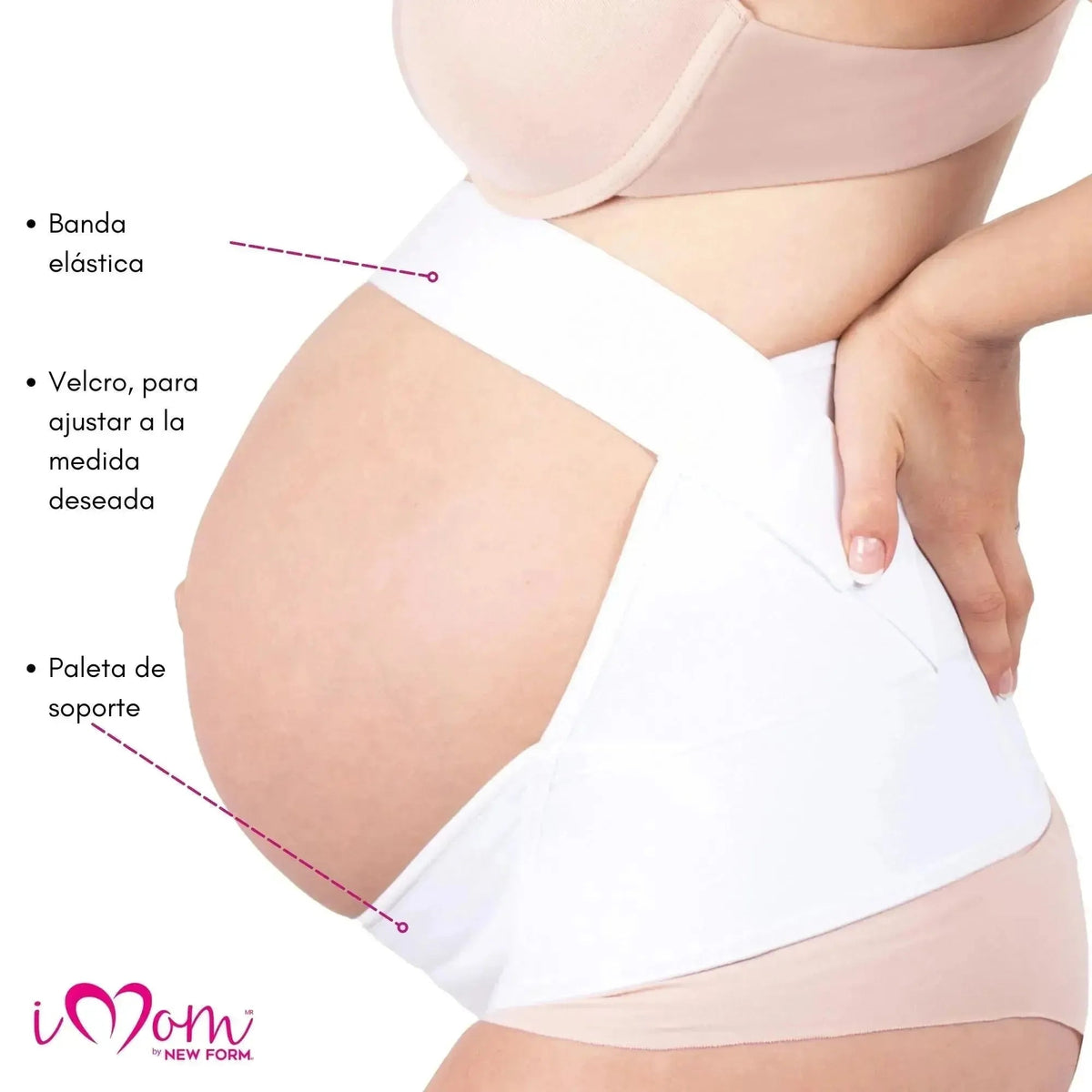 NEW FORM - Faja Para Embarazada Soporte Maternal Con Tela Ajustable Color Blanco. Modelo 1002 - Fajasymas