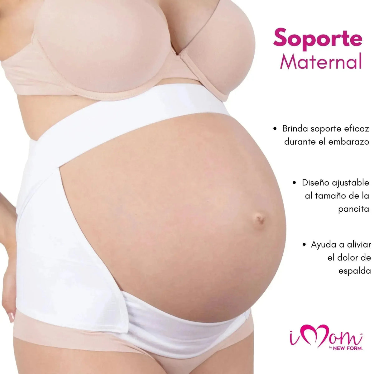 NEW FORM - Faja Para Embarazada Soporte Maternal Con Tela Ajustable Color Blanco. Modelo 1002 - Fajasymas